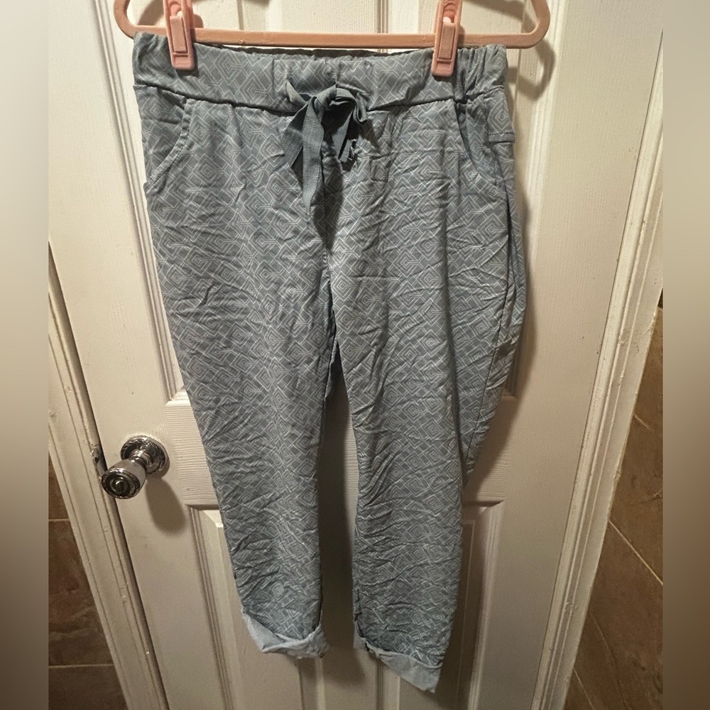 NWT Venti6 Gray/Blue Patterned Joggers Stretchy Made in Italy OS - Picture 7 of 9